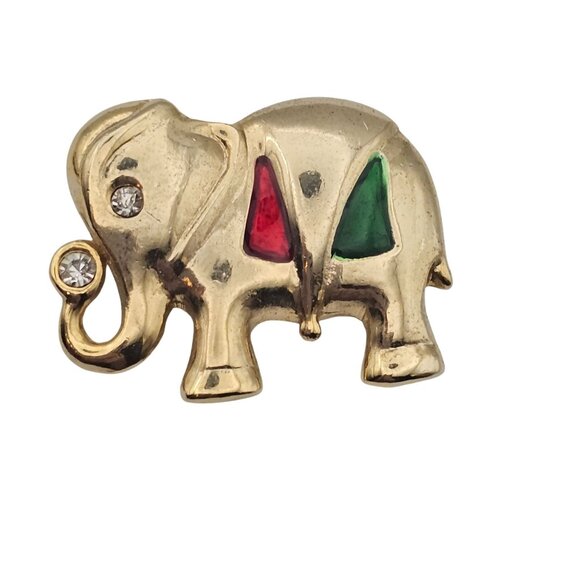 Elephant 3pc Lot Set Brooches Gold Toned Rhinestone Figural Pin Safari Animals - Picture 9 of 15